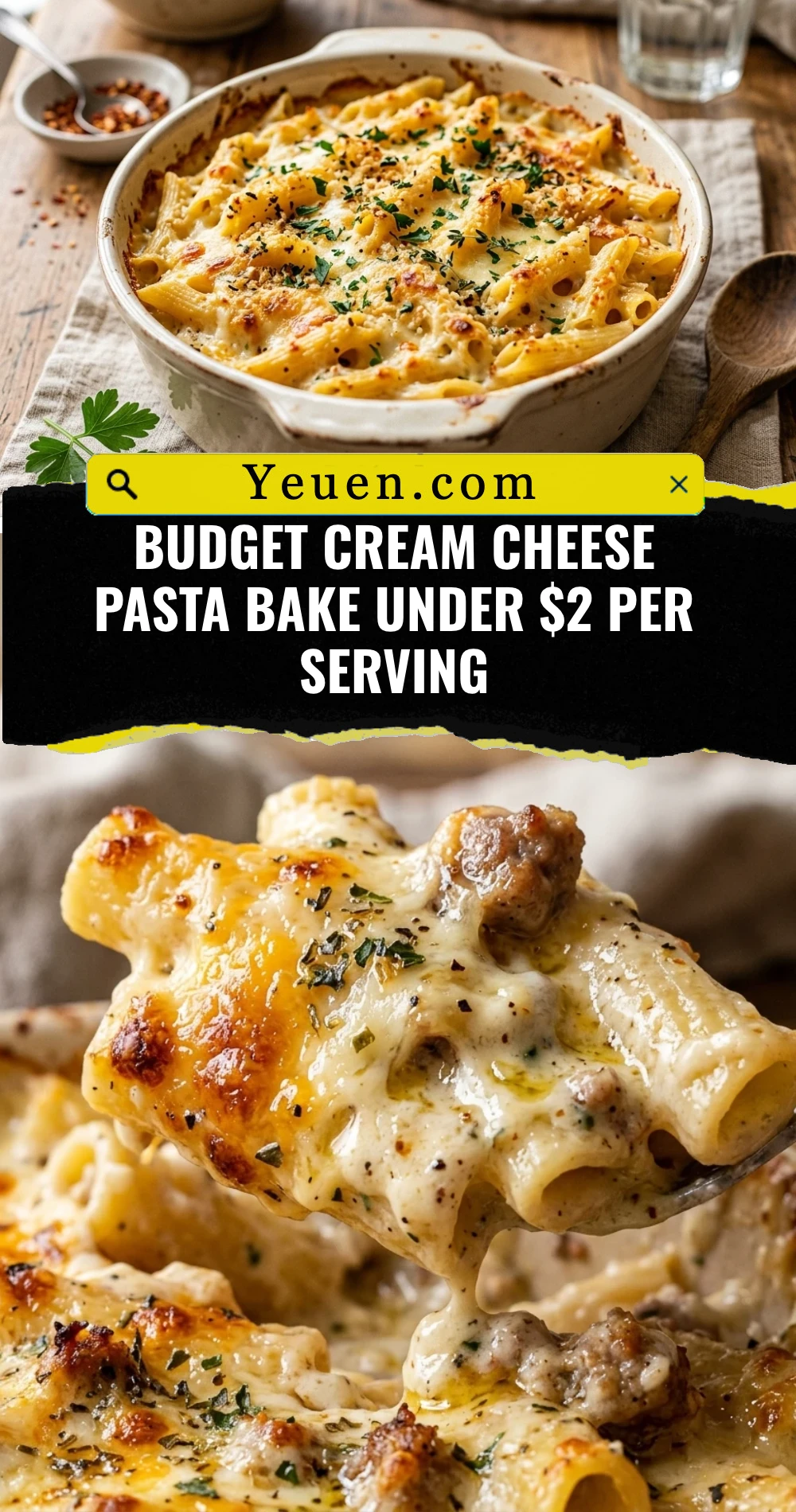 Budget Cream Cheese Pasta Bake Under $2 Per Serving