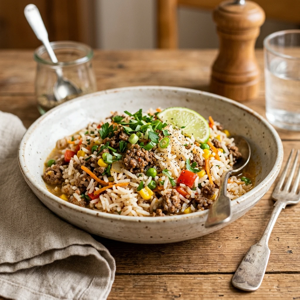 Budget Ground Beef And Rice One Pot Easy Fluffy Family Under $10
