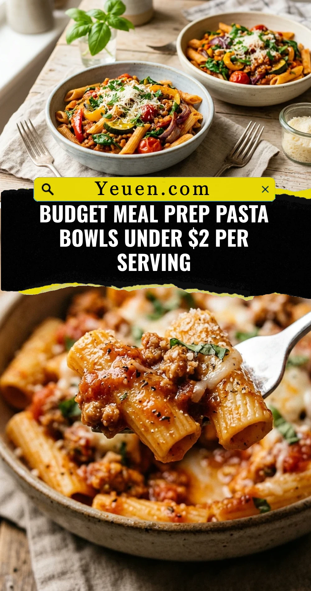 Budget Meal Prep Pasta Bowls Under $2 Per Serving