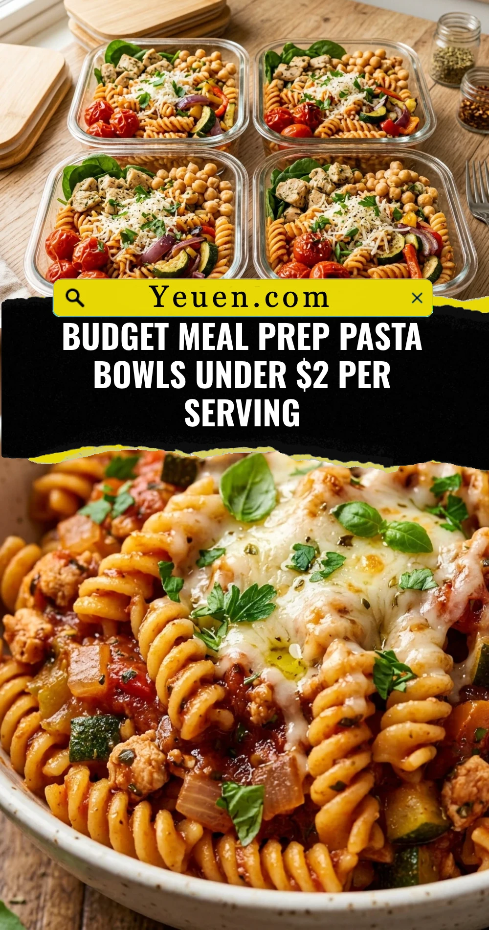 Budget Meal Prep Pasta Bowls Under $2 Per Serving