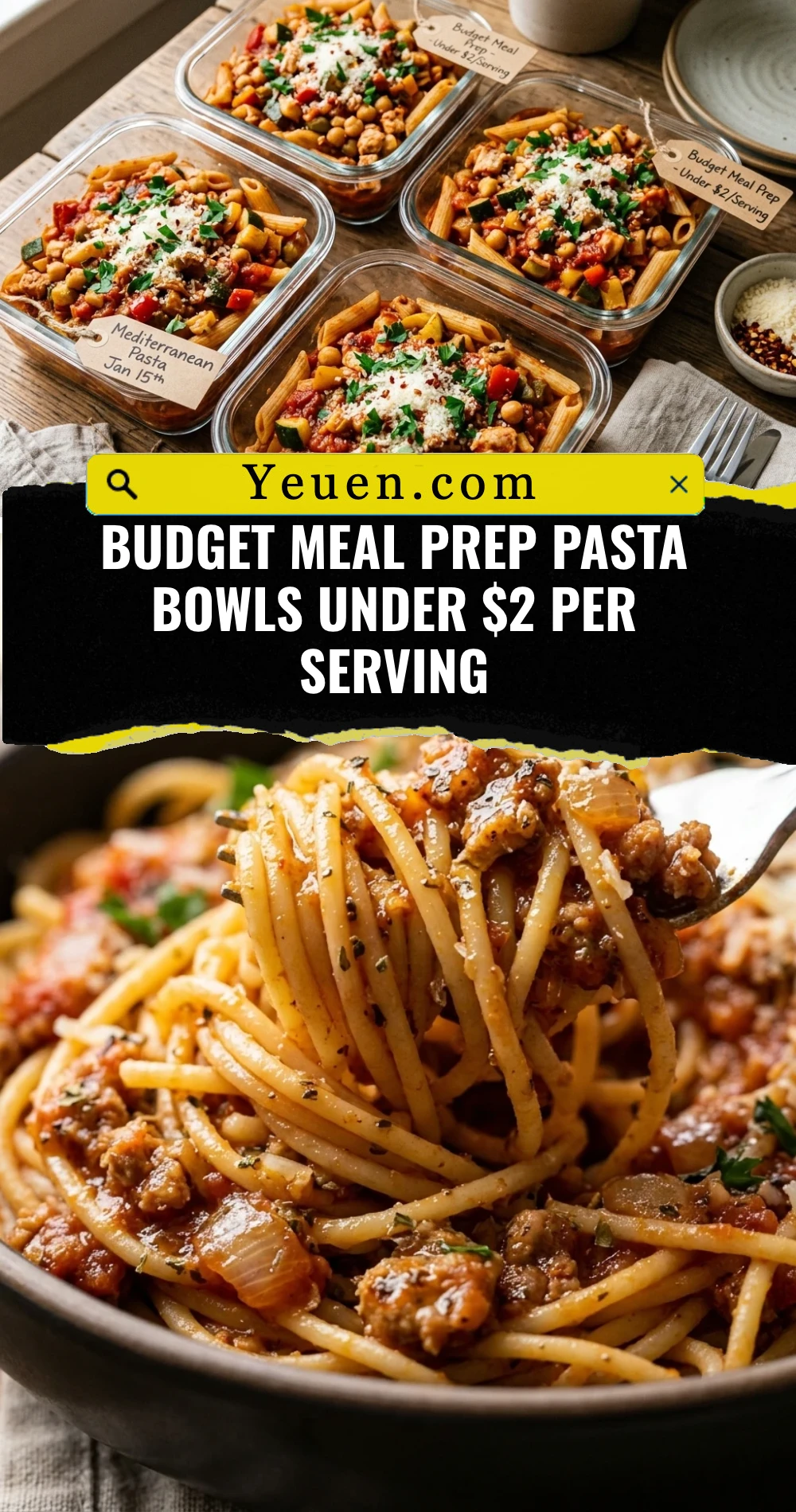 Budget Meal Prep Pasta Bowls Under $2 Per Serving