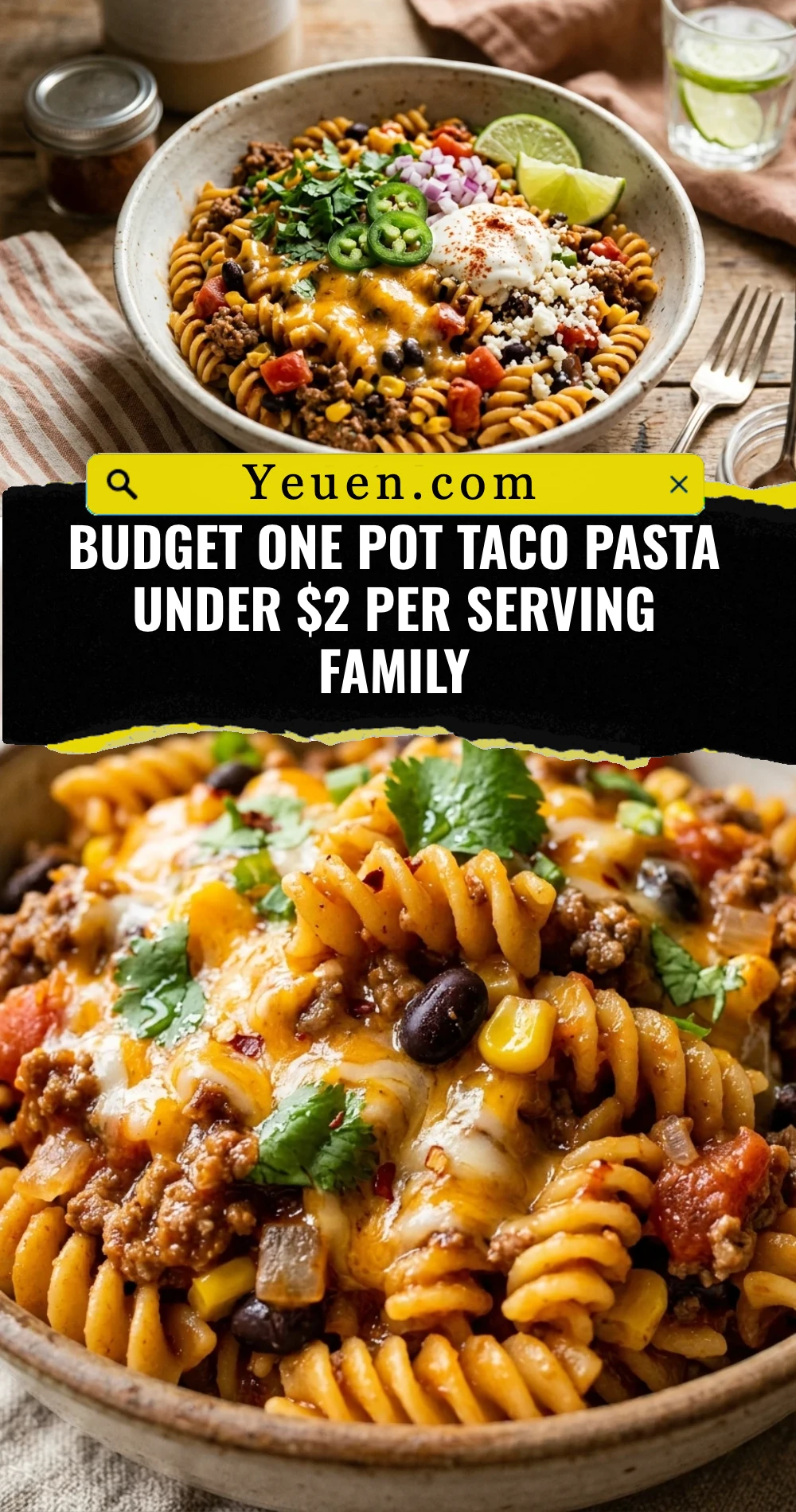Budget One Pot Taco Pasta Under $2 Per Serving Family