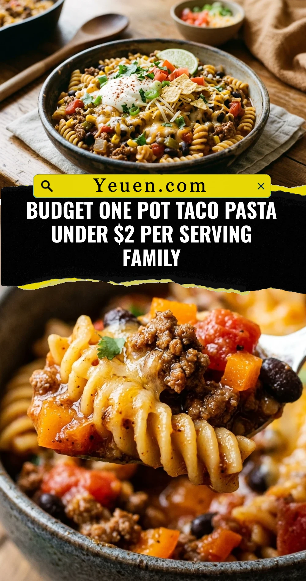 Budget One Pot Taco Pasta Under $2 Per Serving Family