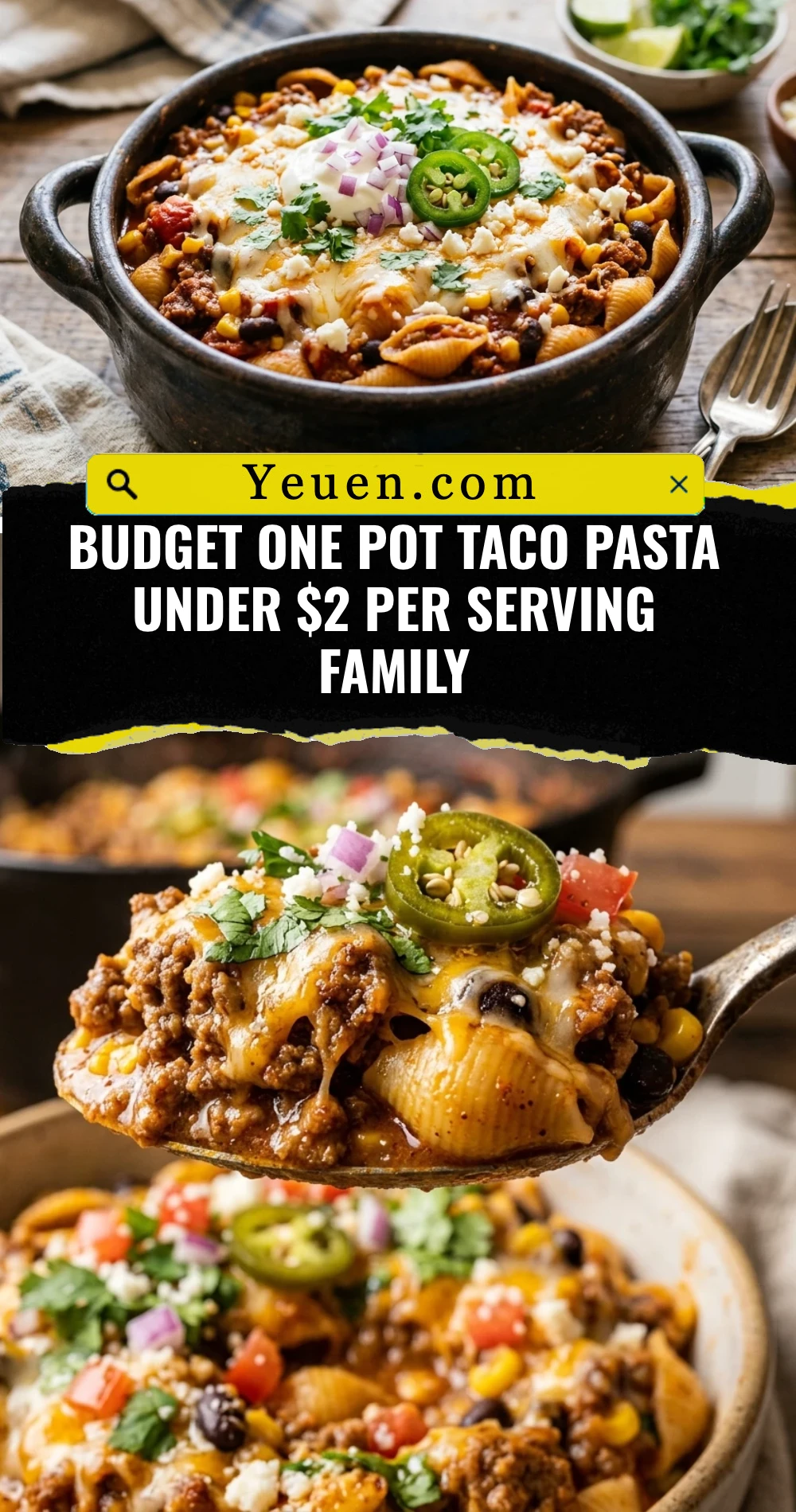 Budget One Pot Taco Pasta Under $2 Per Serving Family
