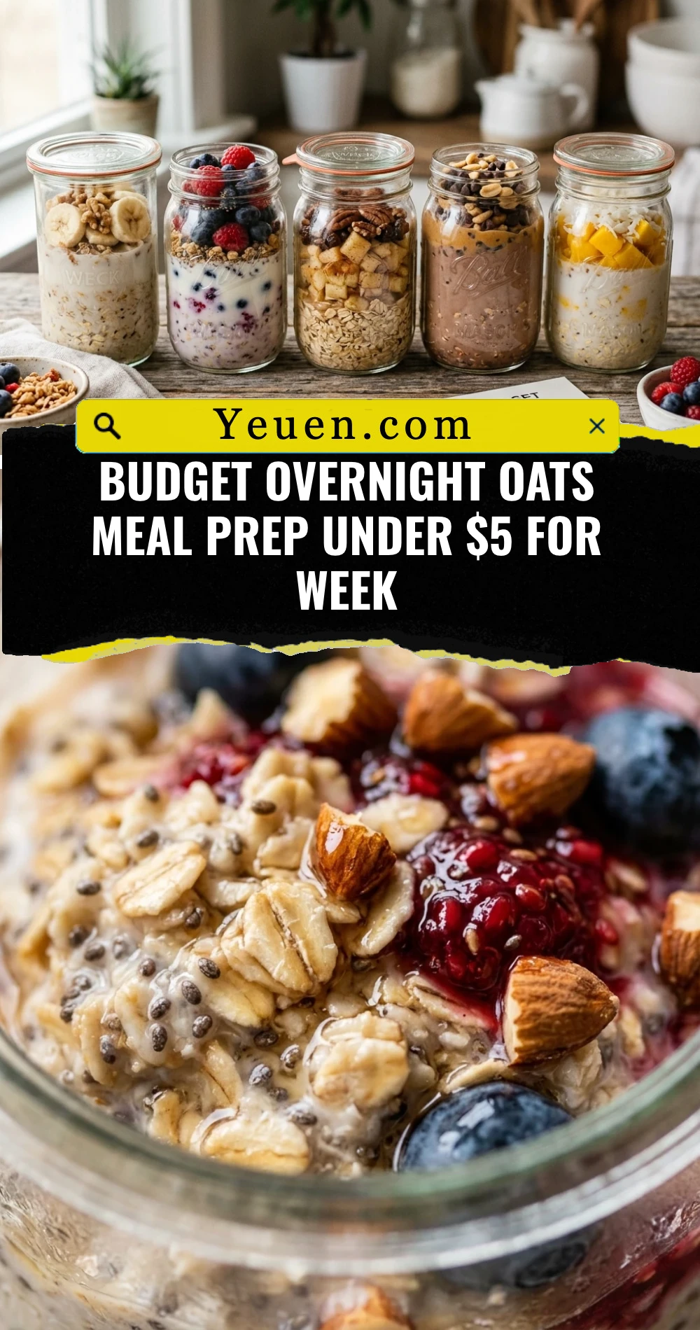 Budget Overnight Oats Meal Prep Under $5 For Week
