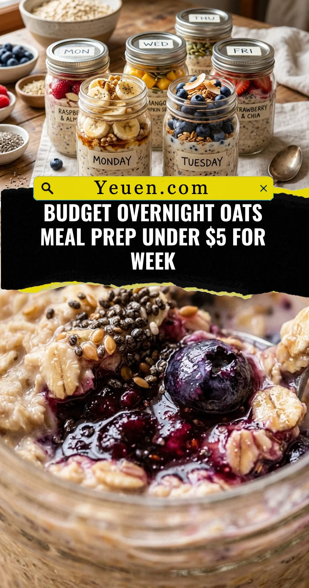 Budget Overnight Oats Meal Prep Under $5 For Week