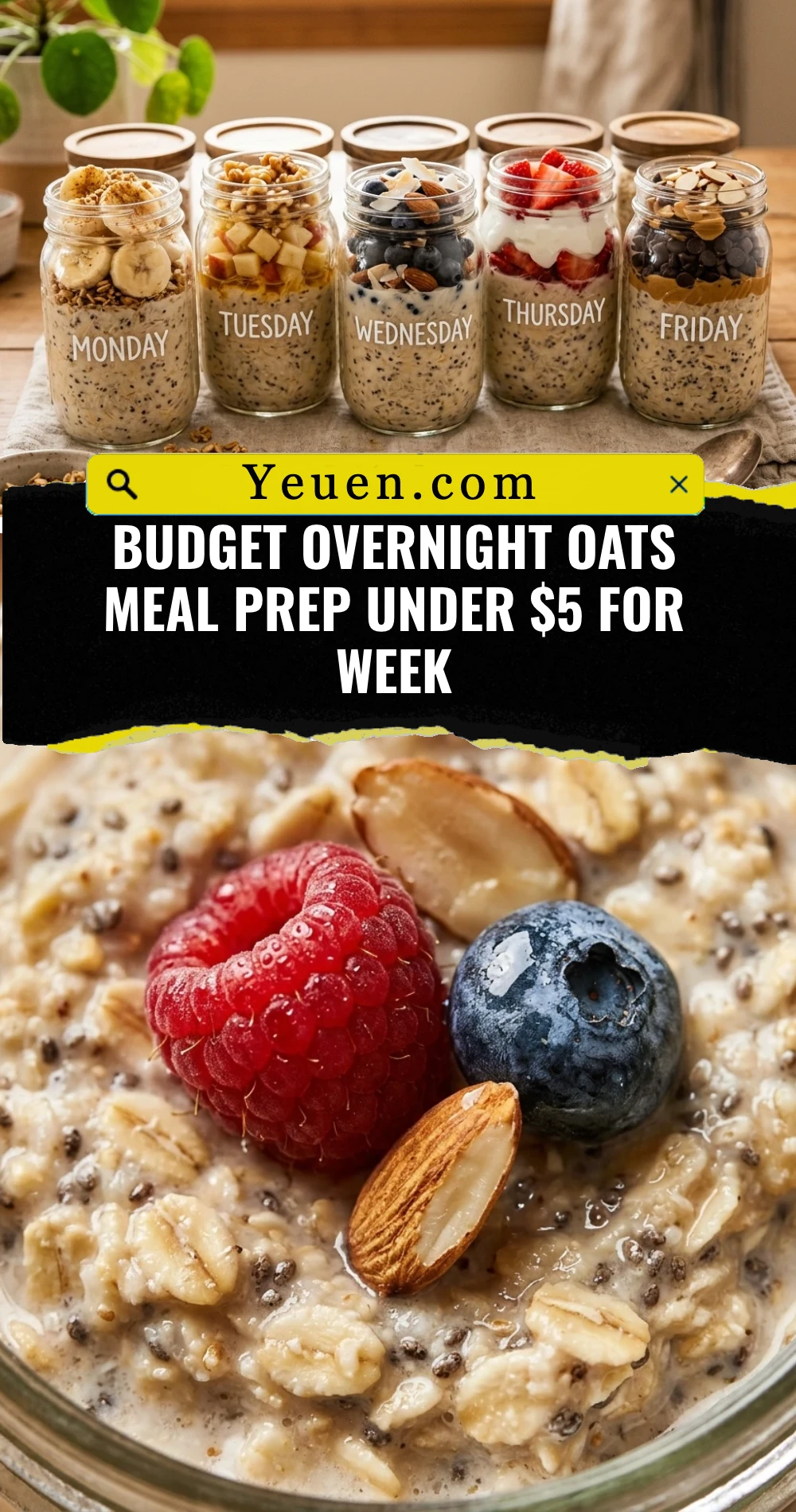 Budget Overnight Oats Meal Prep Under $5 For Week