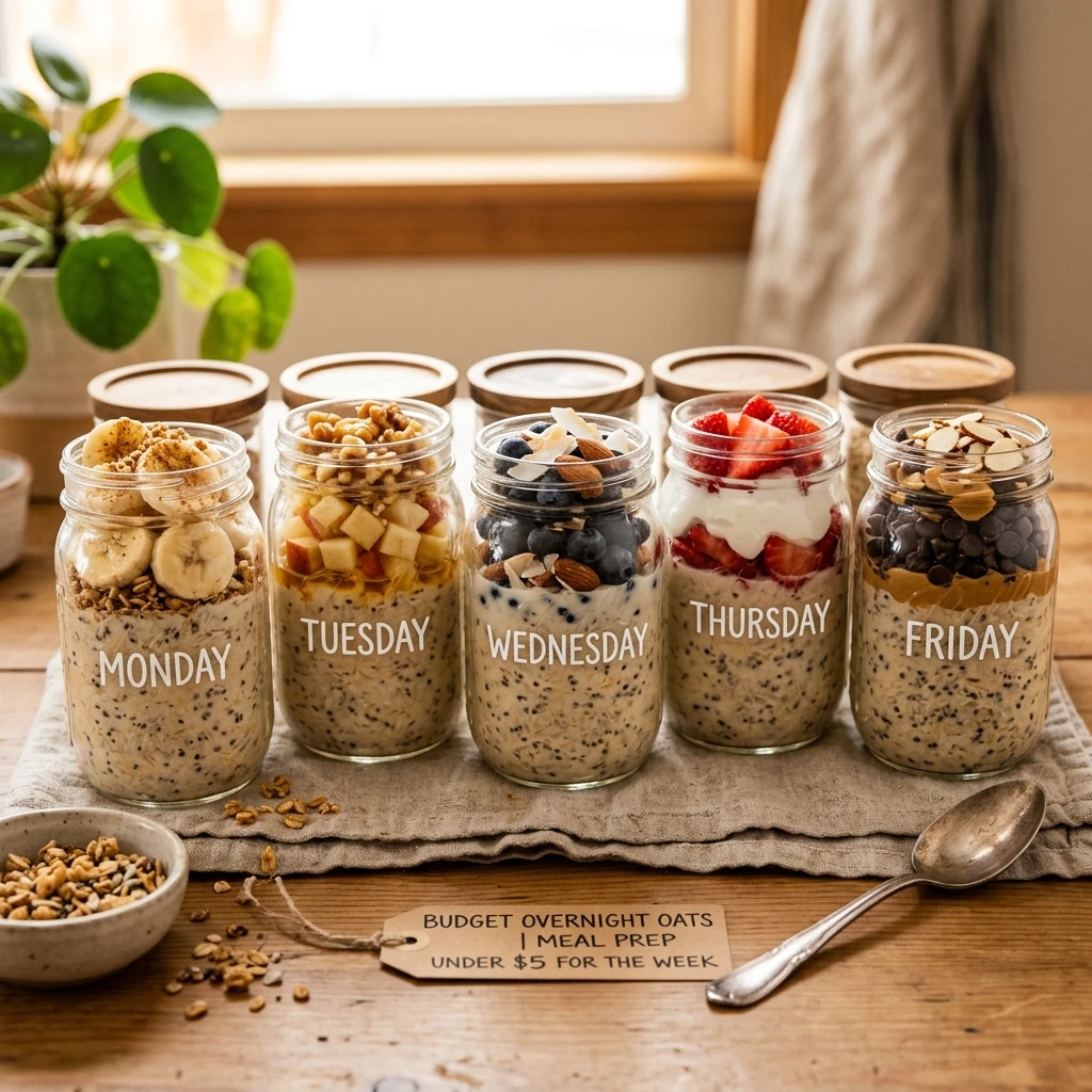 Budget Overnight Oats Meal Prep Under $5 For Week