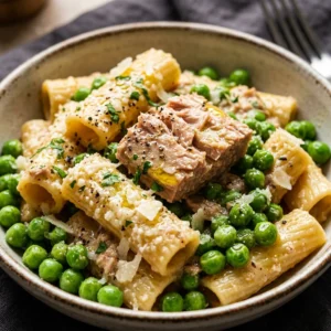 Budget Tuna Pasta With Peas And Parmesan Under $2