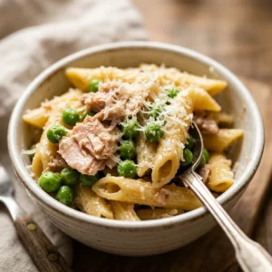 Budget Tuna Pasta With Peas And Parmesan Under $2