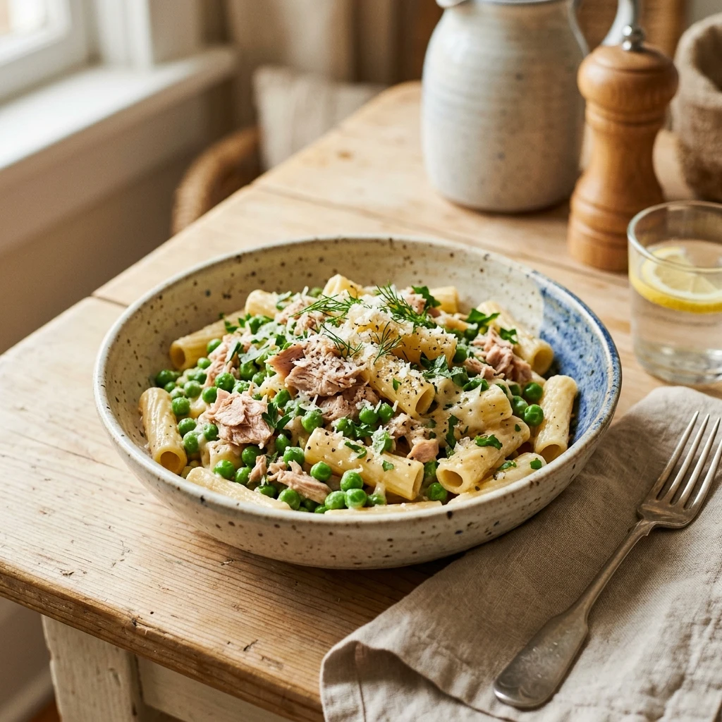 Budget Tuna Pasta With Peas And Parmesan Under $2