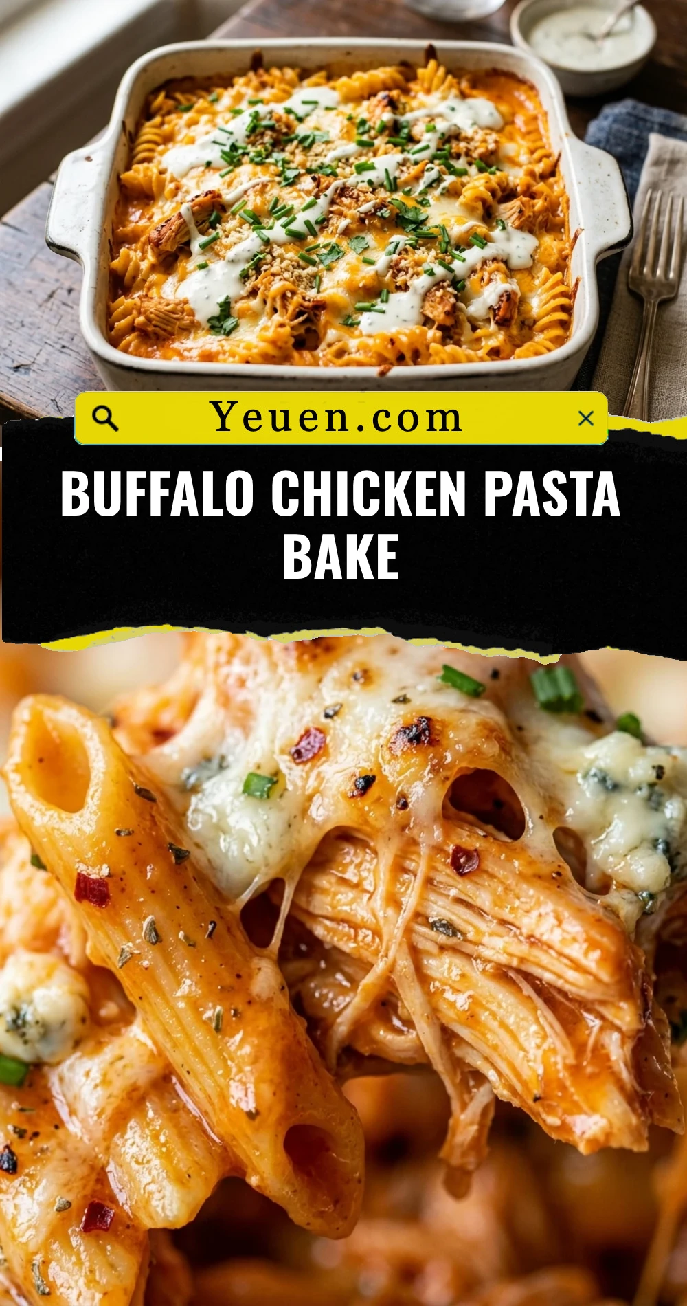 Buffalo Chicken Pasta Bake