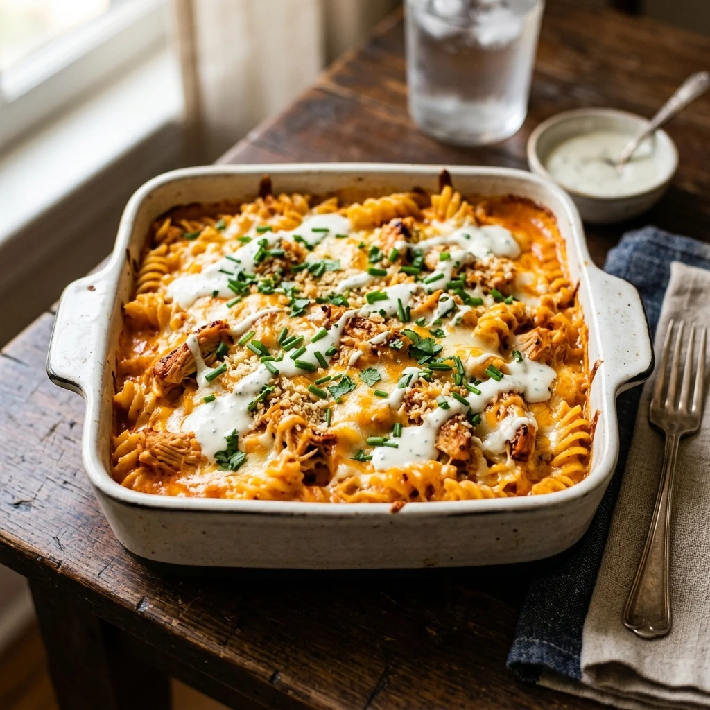 Buffalo Chicken Pasta Bake