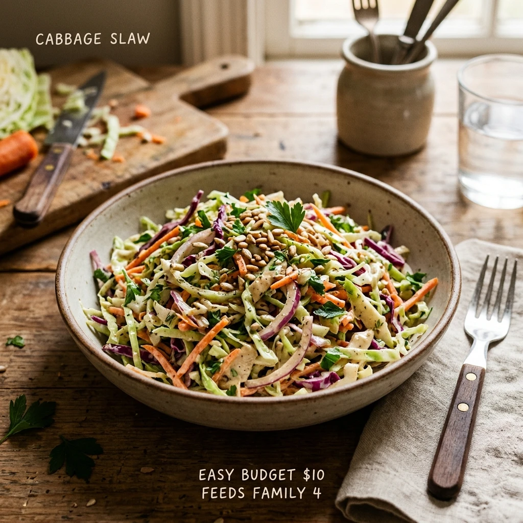 Cabbage Slaw Easy Budget $10 Feed Family 4