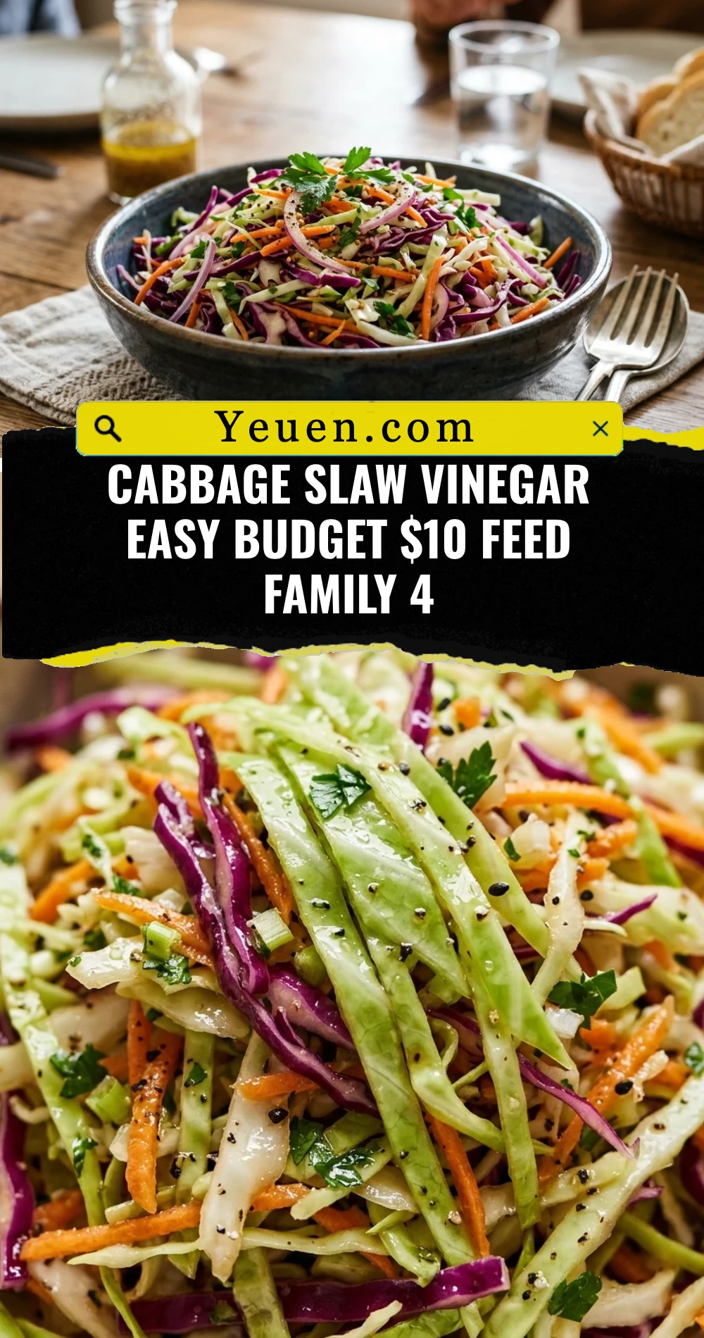 Cabbage Slaw Vinegar Easy Budget $10 Feed Family 4