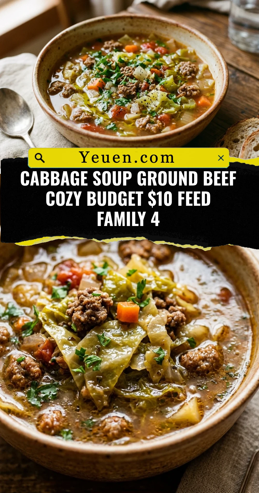 Cabbage Soup Ground Beef Cozy Budget $10 Feed Family 4