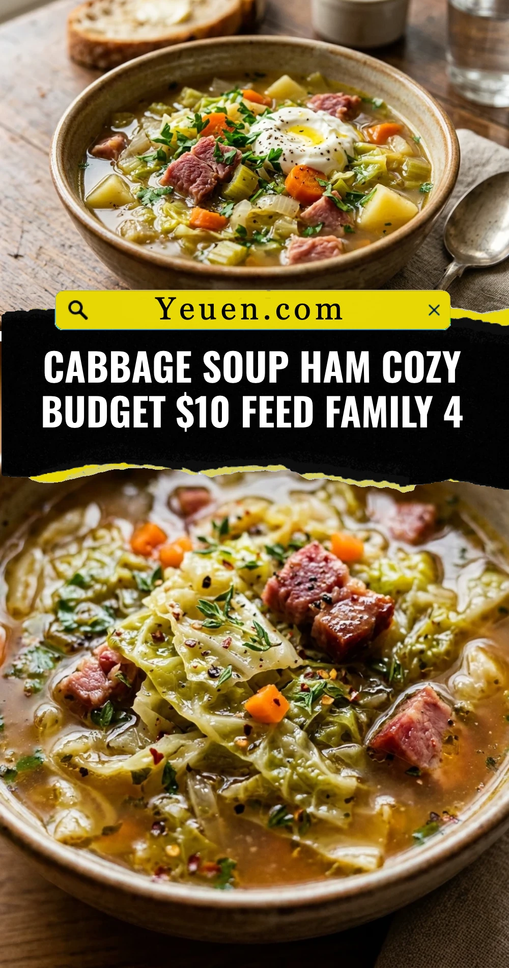 Cabbage Soup Ham Cozy Budget $10 Feed Family 4