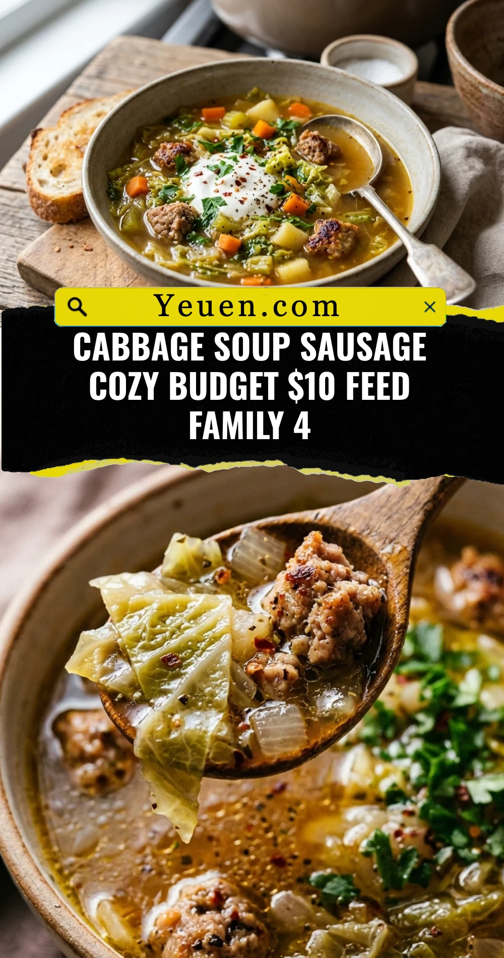 Cabbage Soup Sausage Cozy Budget $10 Feed Family 4
