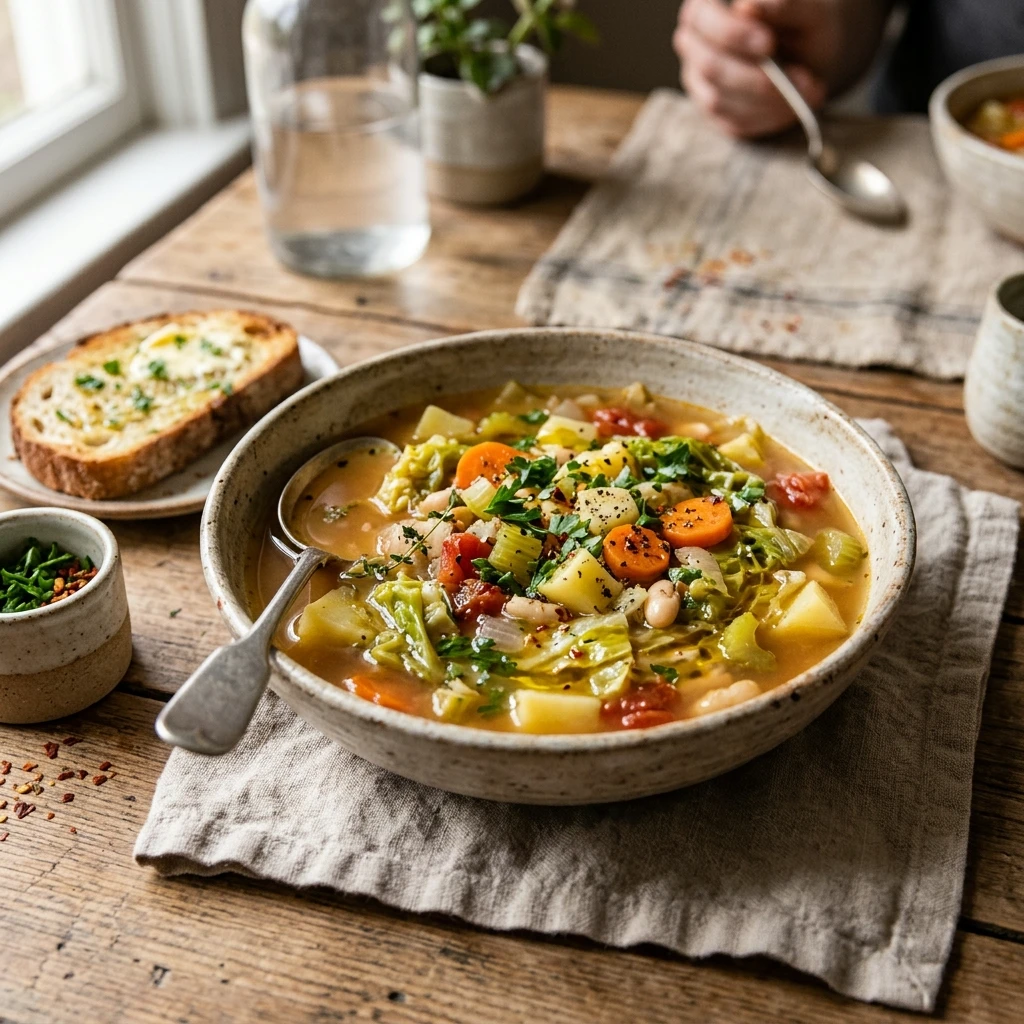 Cabbage Soup Vegetable Cozy Budget $10 Feed Family 4