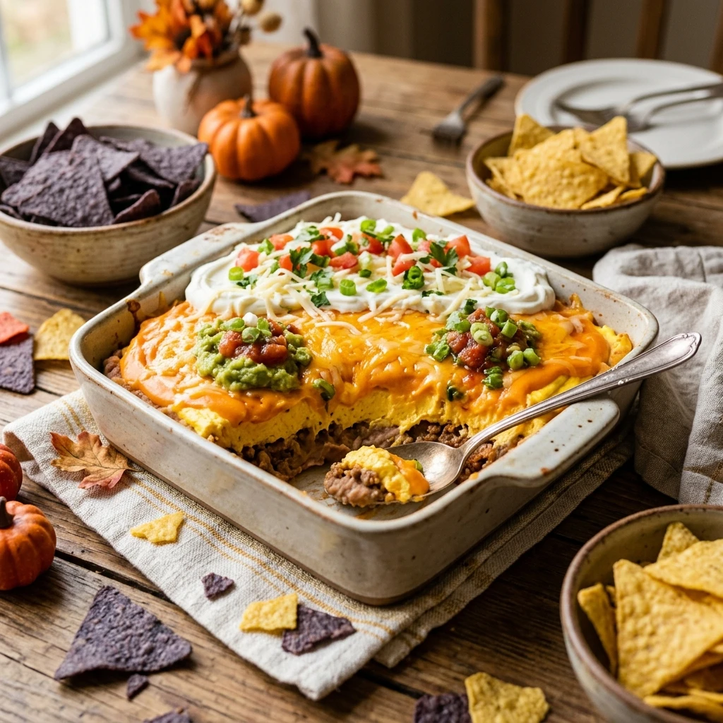 Candy Corn Layered Taco Dip - Dinner Dip