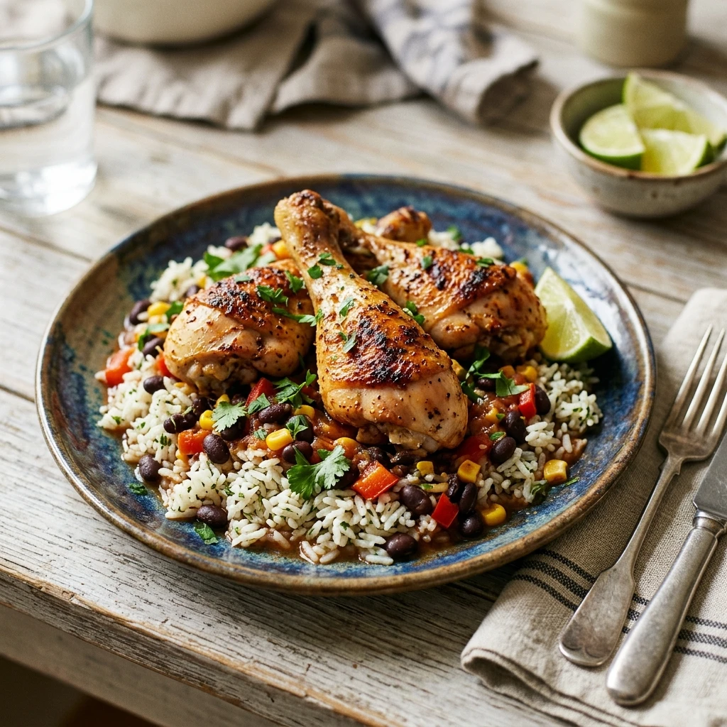 Cheap Baked Chicken Legs With Rice And Beans Under $10