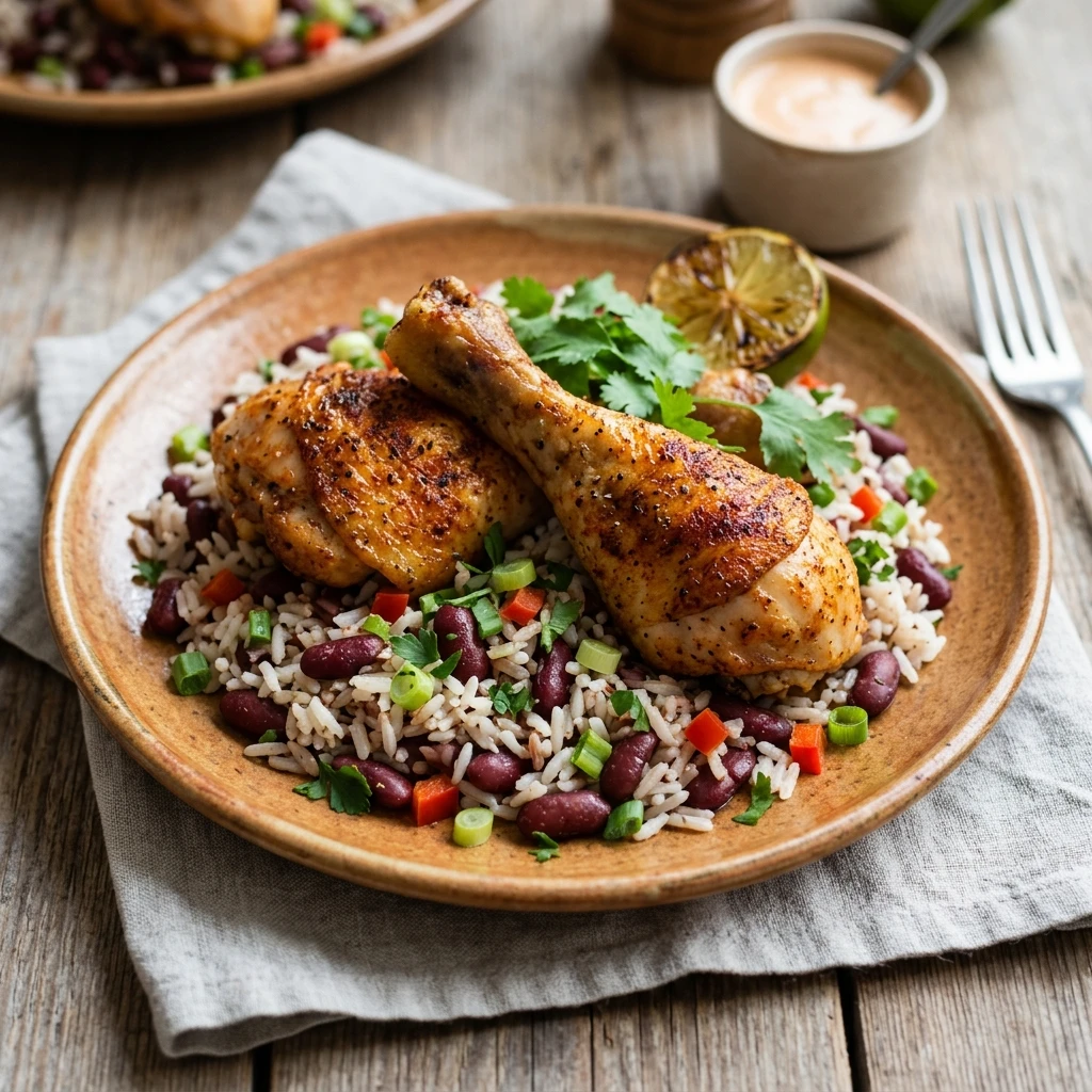 Cheap Baked Chicken Legs With Rice And Beans Under $10