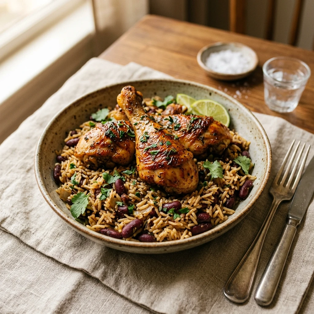 Cheap Baked Chicken Legs With Rice And Beans Under $10