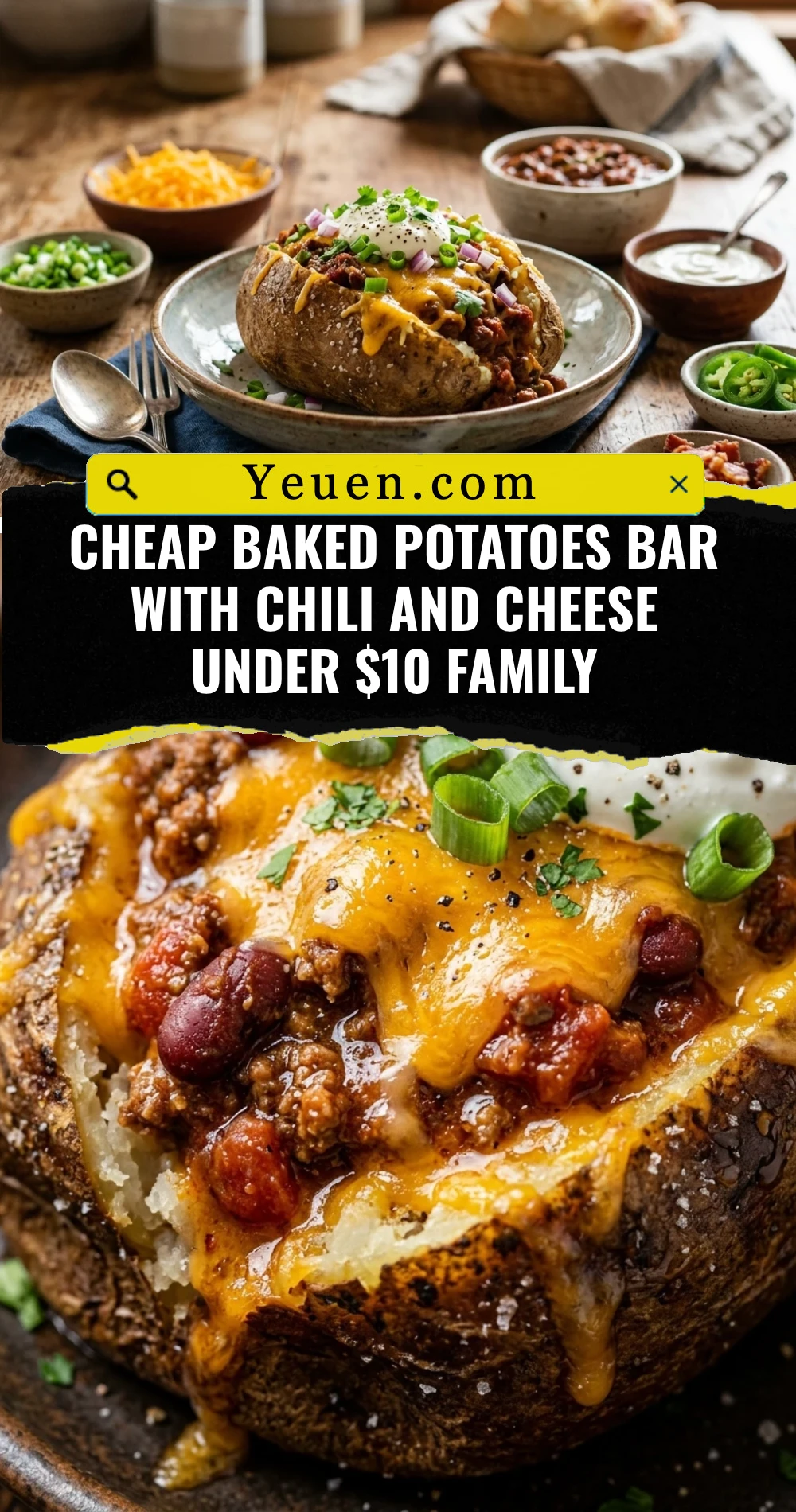 Cheap Baked Potatoes Bar With Chili And Cheese Under $10 Family