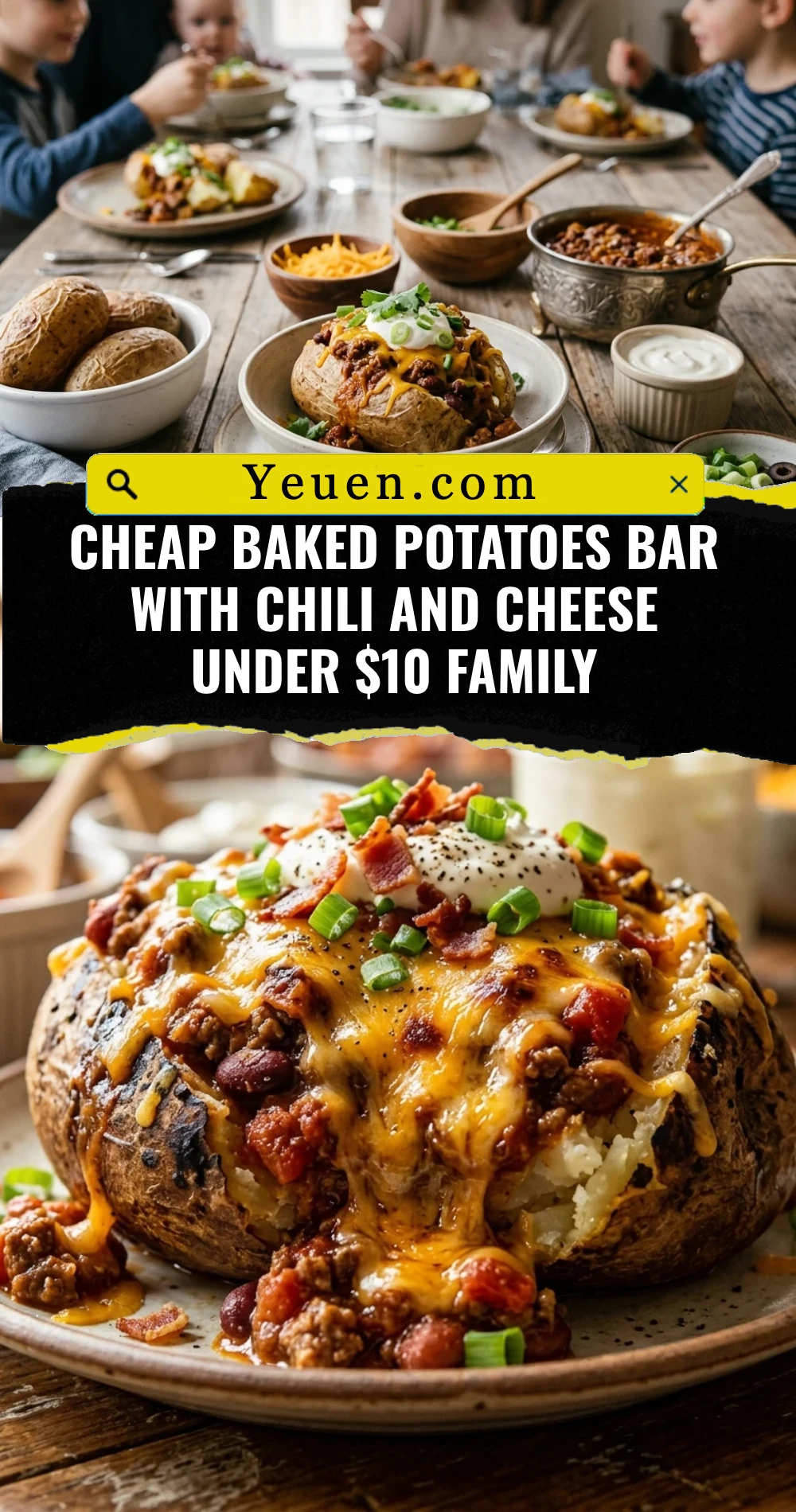 Cheap Baked Potatoes Bar With Chili And Cheese Under $10 Family