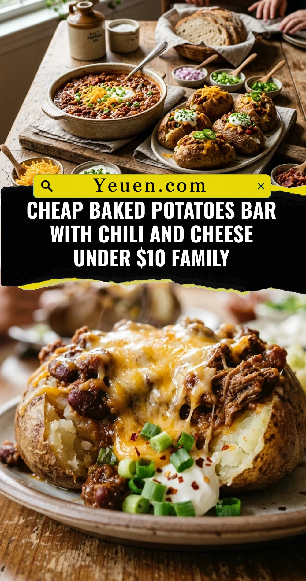 Cheap Baked Potatoes Bar With Chili And Cheese Under $10 Family