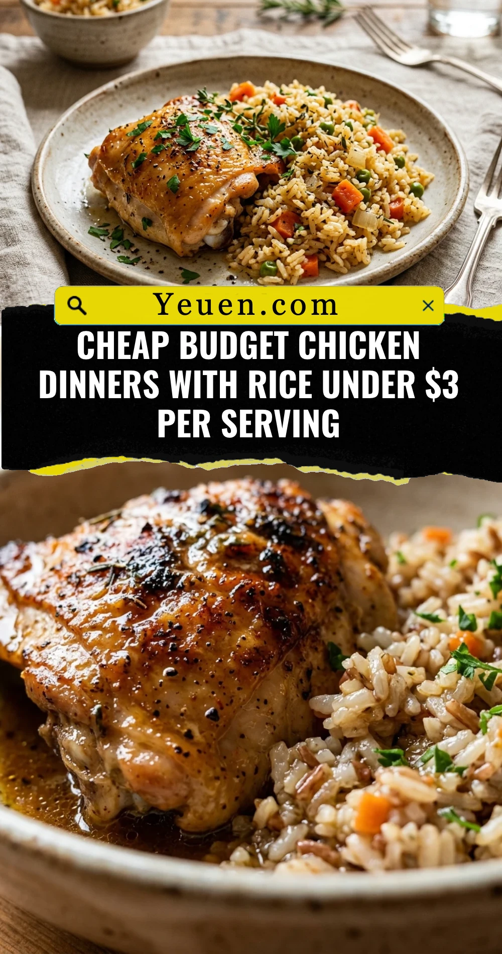 Cheap Budget Chicken Dinners With Rice Under $3 Per Serving