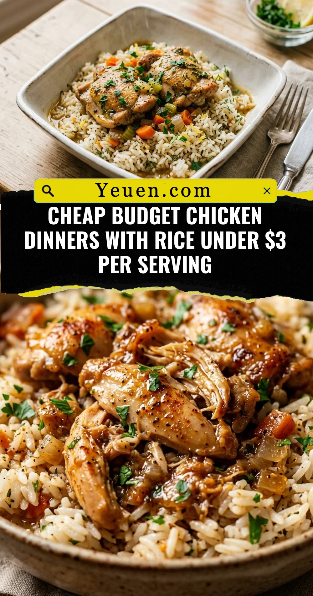 Cheap Budget Chicken Dinners With Rice Under $3 Per Serving