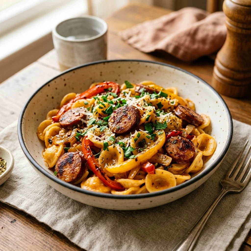 Cheap Cajun Sausage Pasta With Peppers Under $10