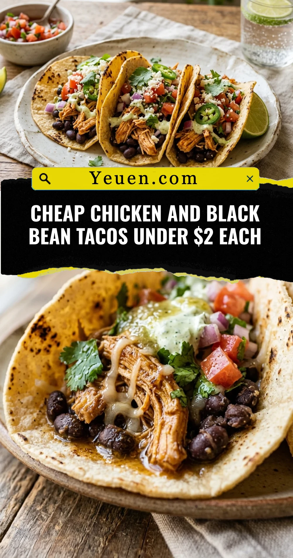 Cheap Chicken And Black Bean Tacos Under $2 Each