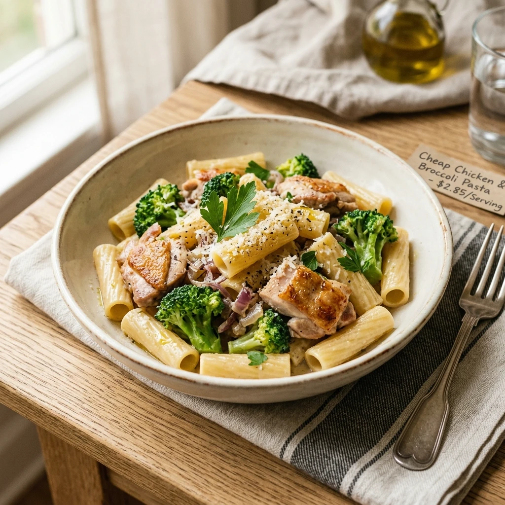 Cheap Chicken And Broccoli Pasta Under $3 Per Serving