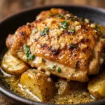 Cheap Chicken Thighs With Garlic Butter And Potatoes Under $3