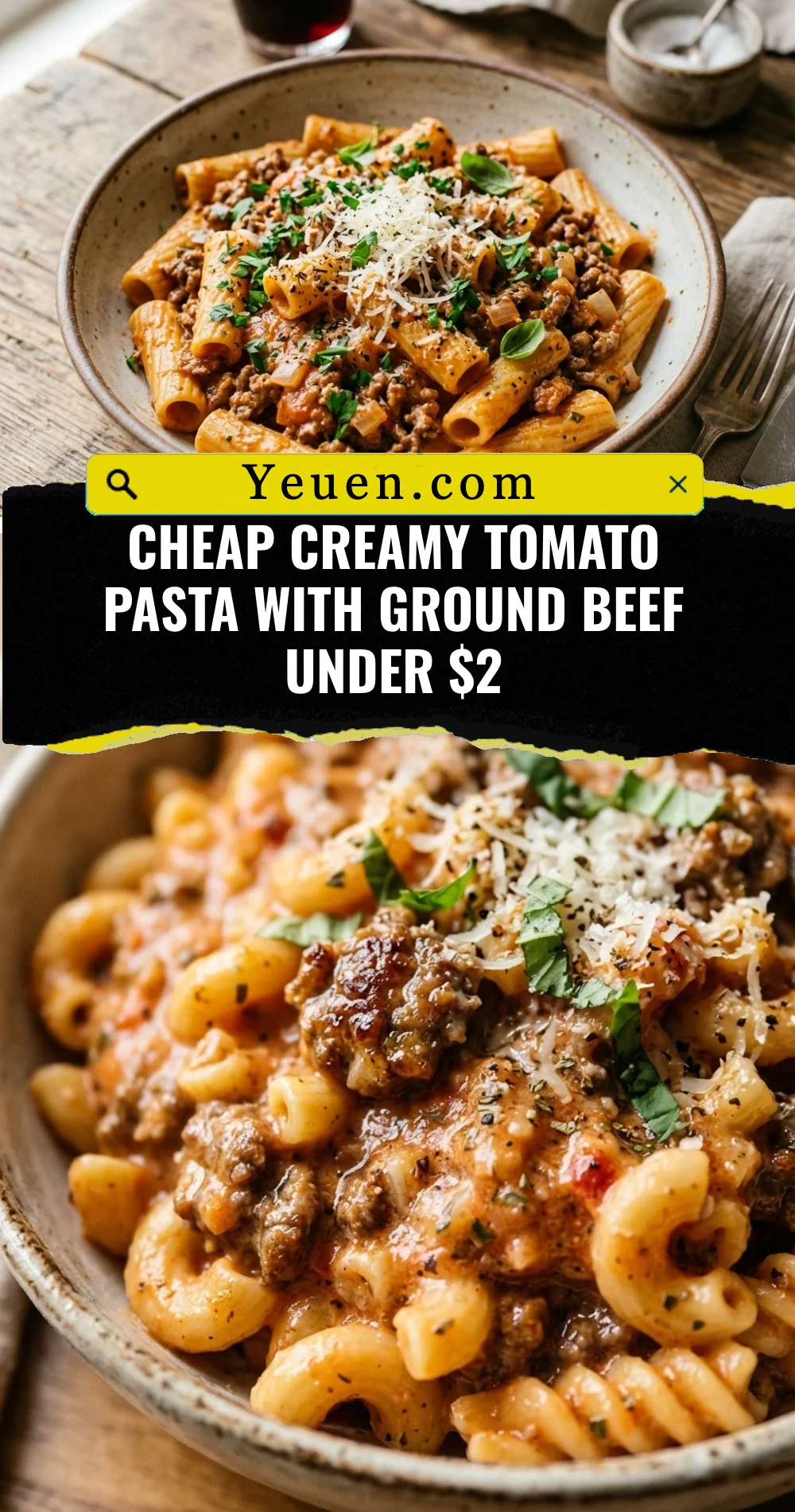 Cheap Creamy Tomato Pasta With Ground Beef Under $2