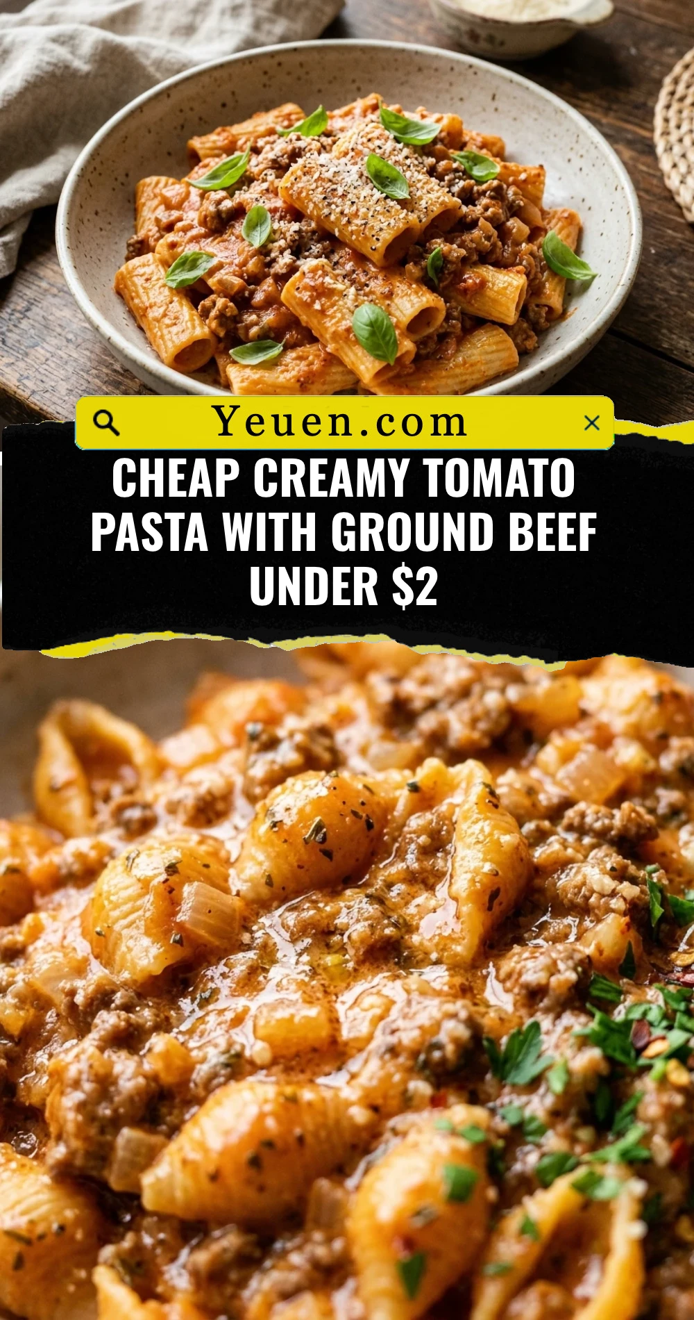 Cheap Creamy Tomato Pasta With Ground Beef Under $2