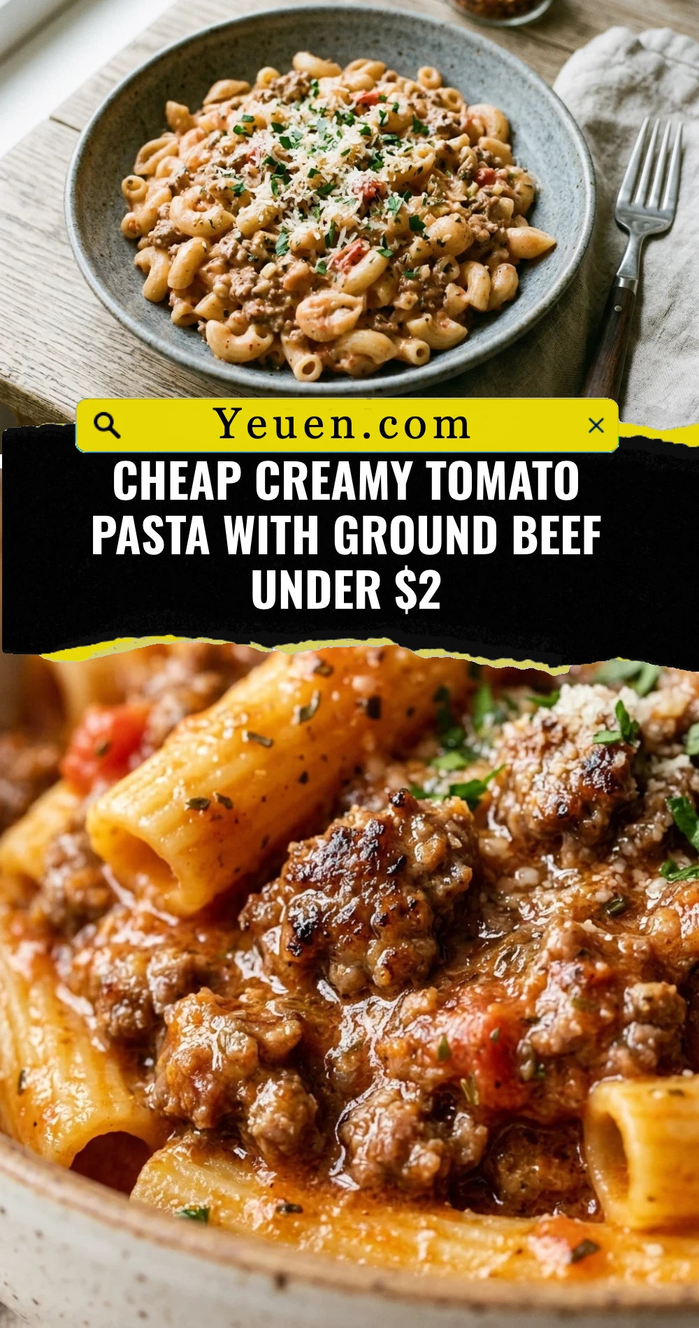 Cheap Creamy Tomato Pasta With Ground Beef Under $2