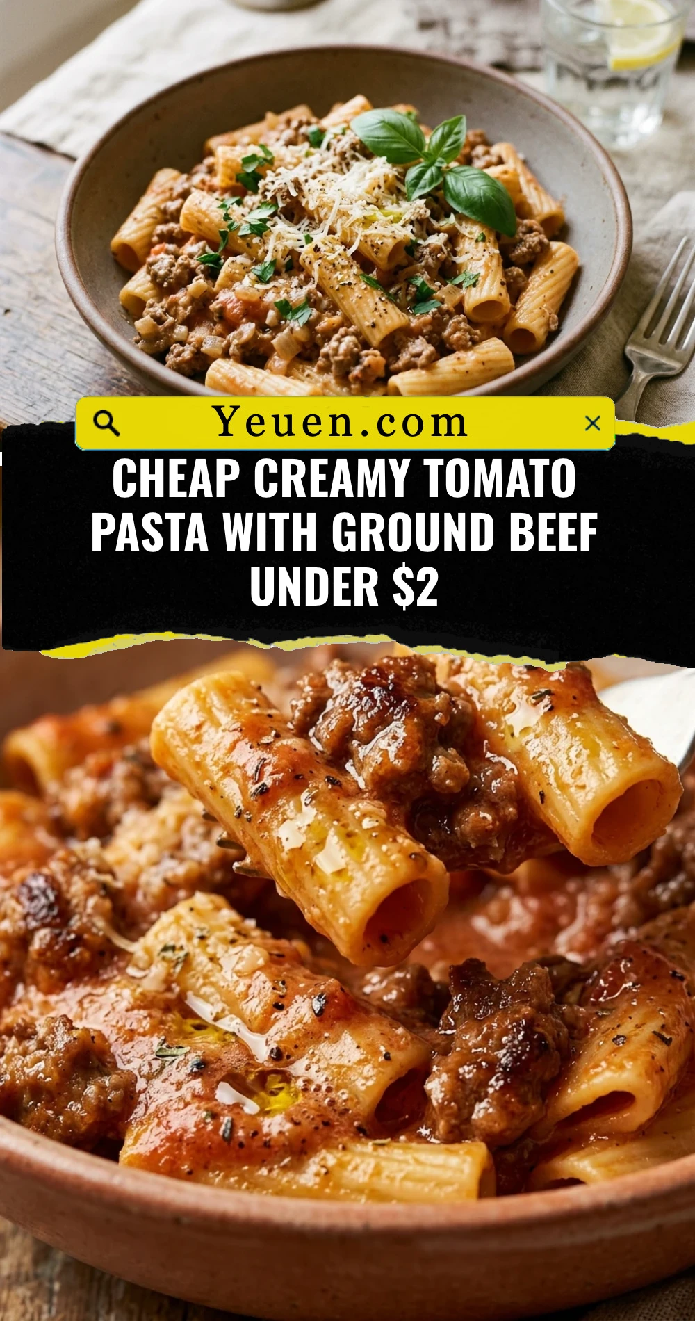 Cheap Creamy Tomato Pasta With Ground Beef Under $2