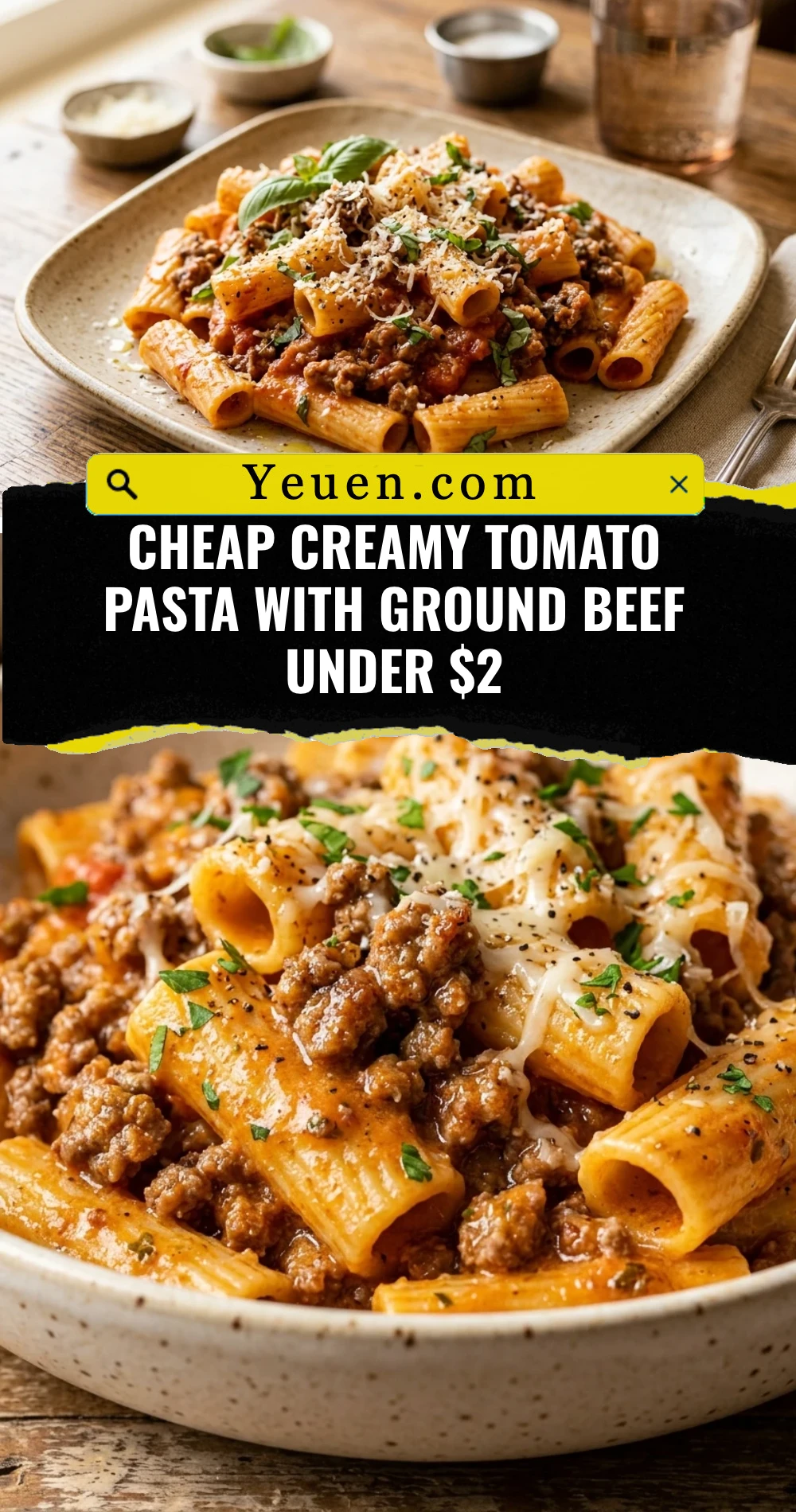 Cheap Creamy Tomato Pasta With Ground Beef Under $2