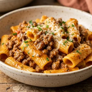 Cheap Creamy Tomato Pasta With Ground Beef Under $2