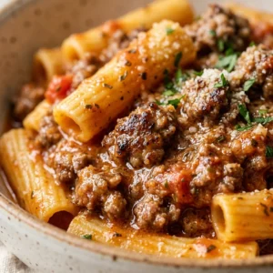 Cheap Creamy Tomato Pasta With Ground Beef Under $2