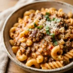 Cheap Creamy Tomato Pasta With Ground Beef Under $2