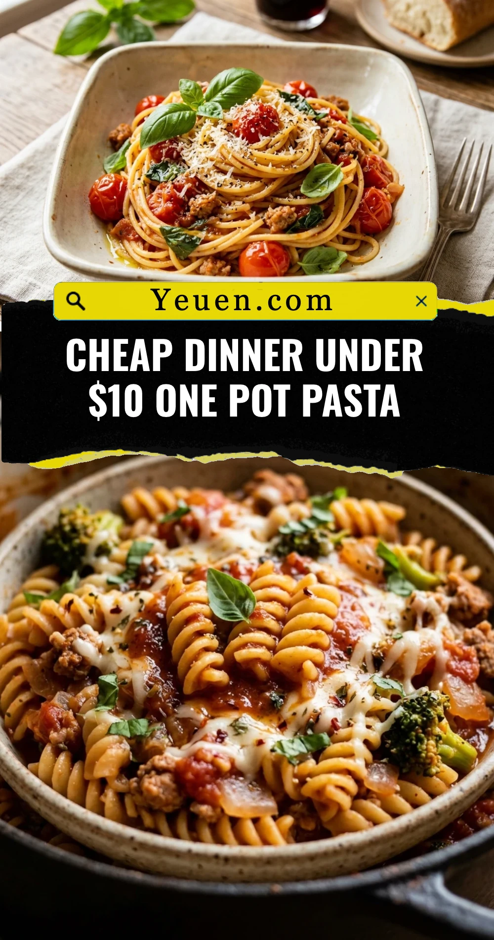 Cheap Dinner Under $10 One Pot Pasta