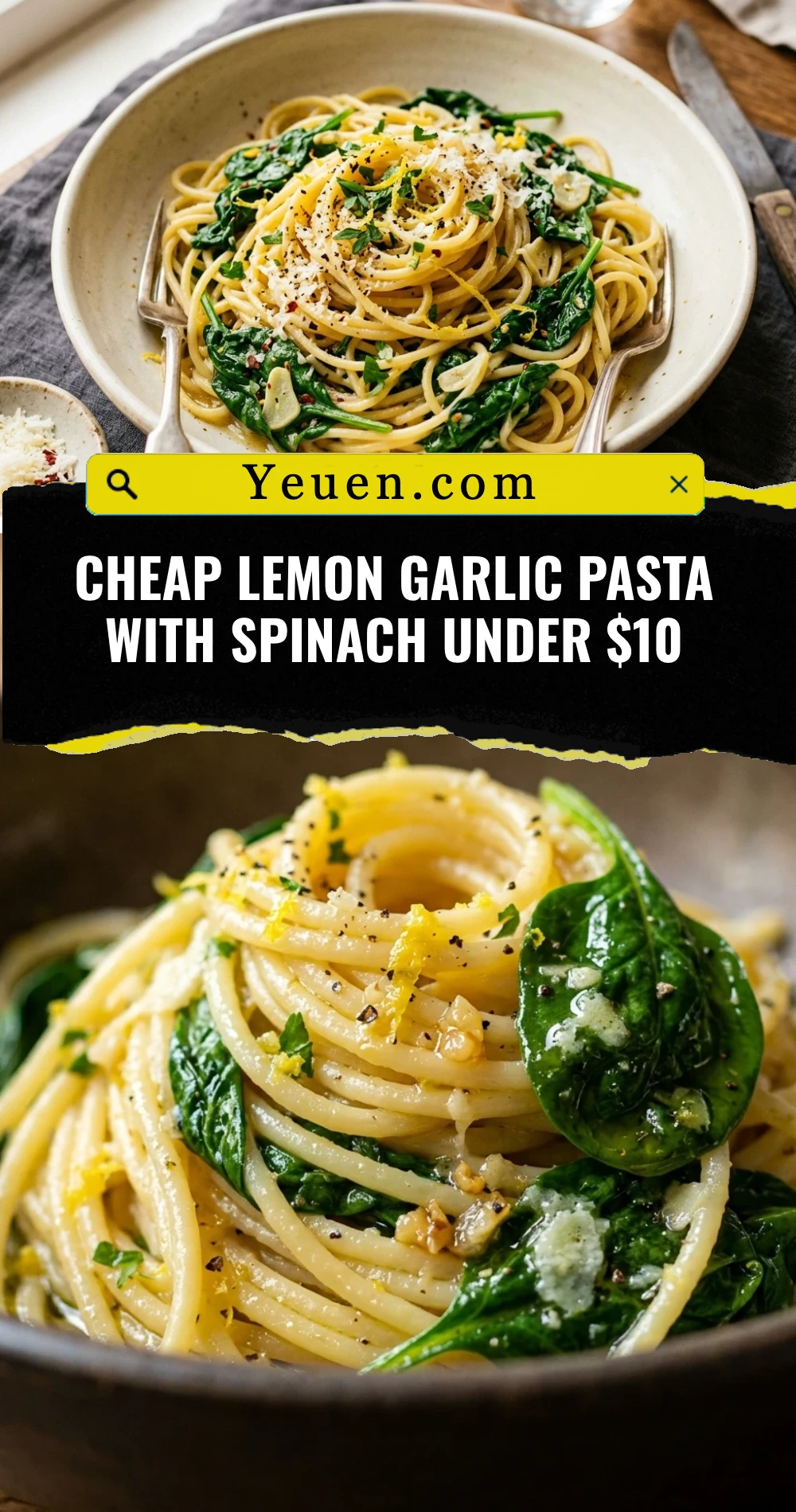 Cheap Lemon Garlic Pasta With Spinach Under $10