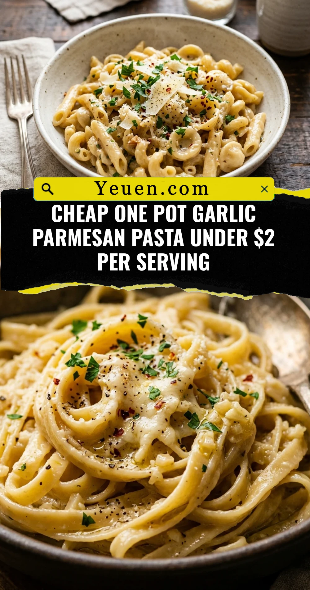 Cheap One Pot Garlic Parmesan Pasta Under $2 Per Serving