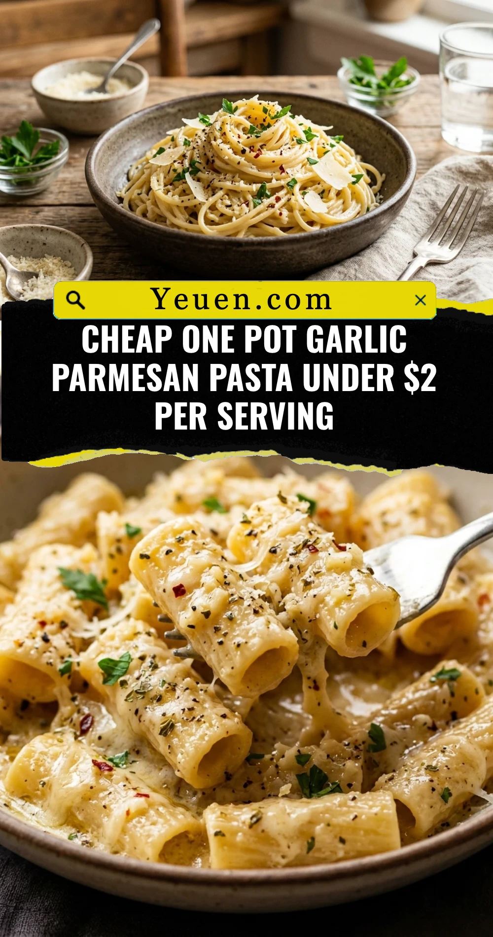 Cheap One Pot Garlic Parmesan Pasta Under $2 Per Serving