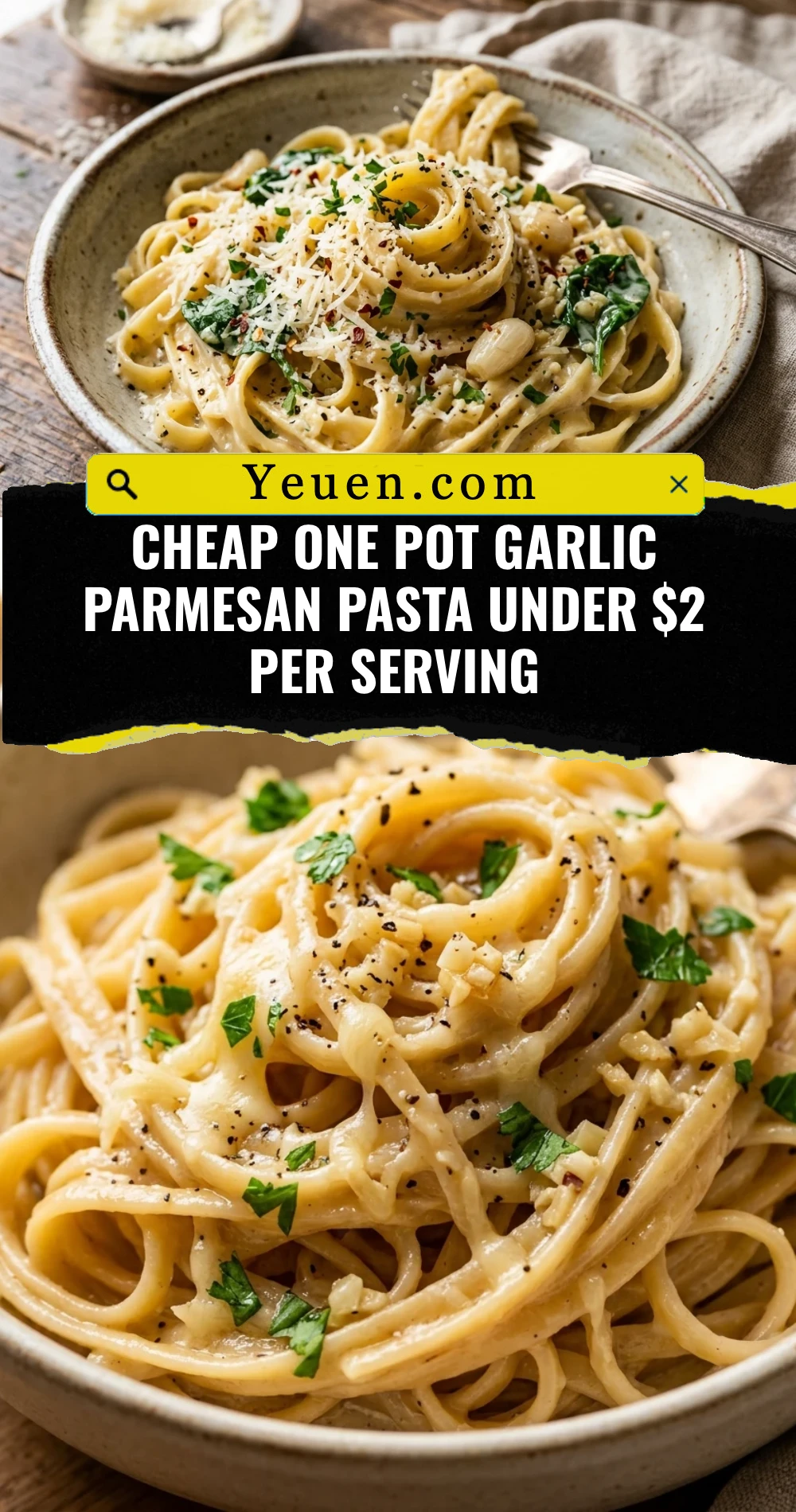 Cheap One Pot Garlic Parmesan Pasta Under $2 Per Serving