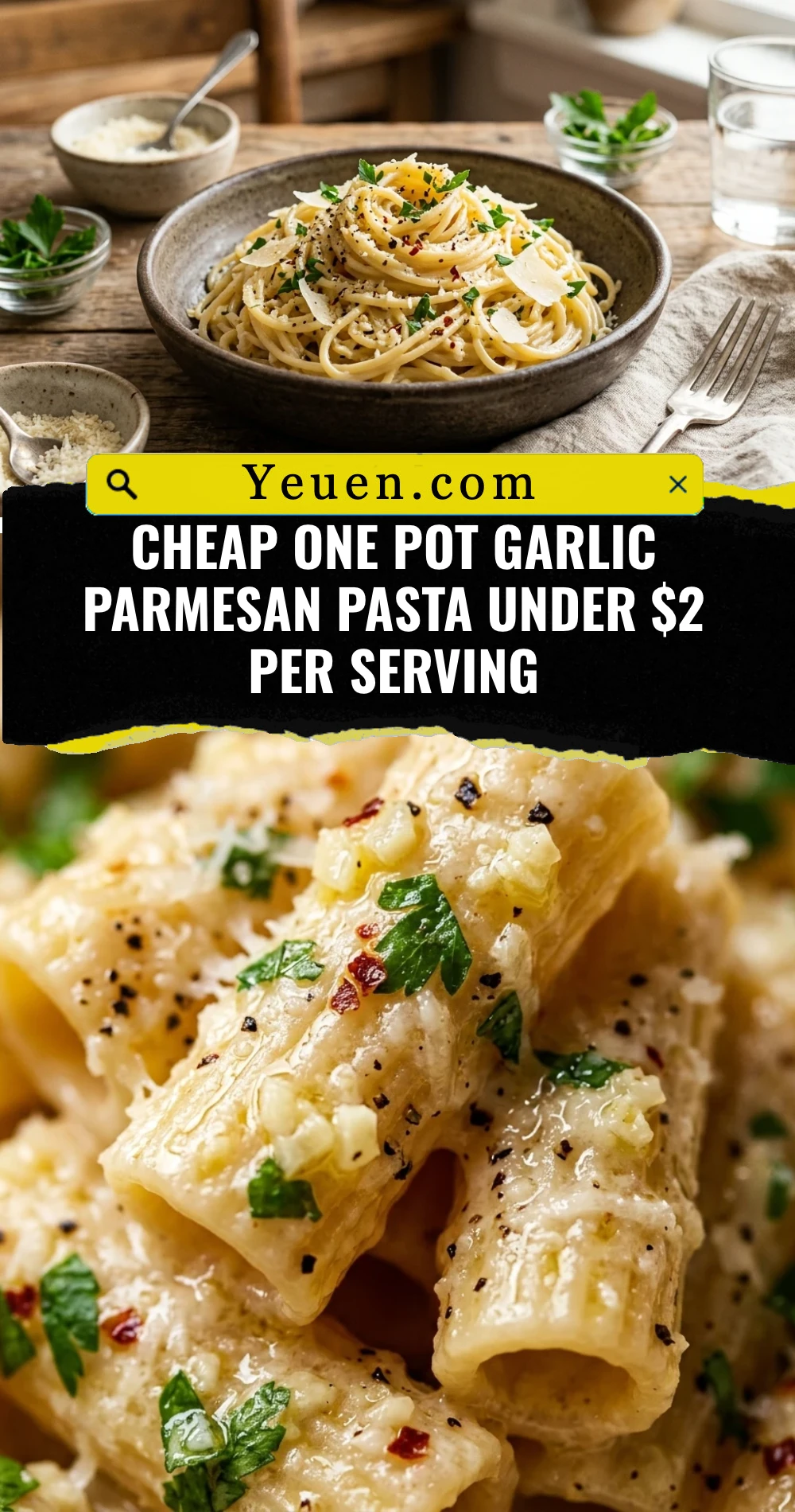 Cheap One Pot Garlic Parmesan Pasta Under $2 Per Serving
